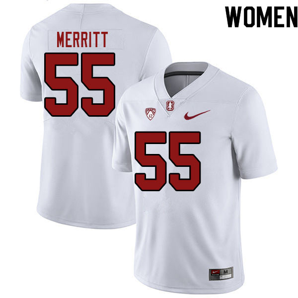 Women #55 Matthew Merritt Stanford Cardinal College Football Jerseys Sale-White - Click Image to Close